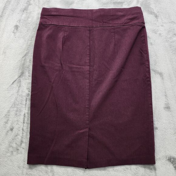 Maurices Skirt Womens L Red Burgundy Pull On Pencil Back Slit Stretch Office - Picture 2 of 8